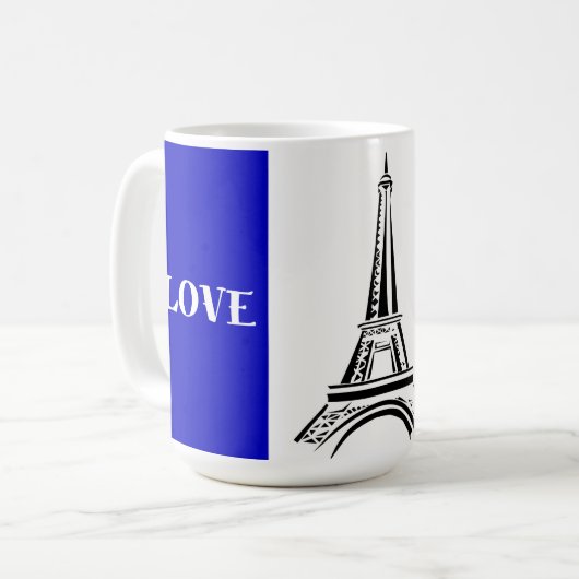 Französisches Flaggen- und Eiffelturmdesign Kaffeetasse (Vorderseite Links)