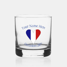 Französisches Flaggenherz Personalisiert Whiskyglas