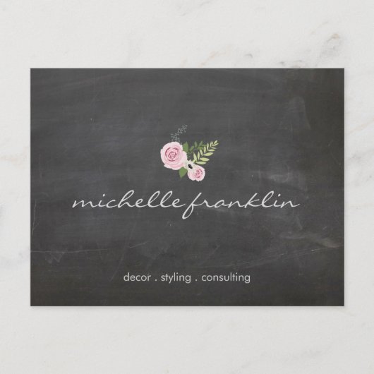 FRANZÖSISCHES FLORALBOUQUET AUF CHALKBOARD Postkar Postkarte (Vorderseite)