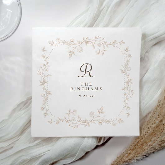 Französisches Florales Beiges Braunes Viktorianisc Serviette
