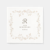 Französisches Florales Beiges Braunes Viktorianisc Serviette (Vorderseite)