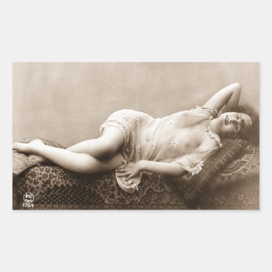 Französisches Foto des Risque Flapper Girl der 192 Rechteckiger Aufkleber (Vorderseite)
