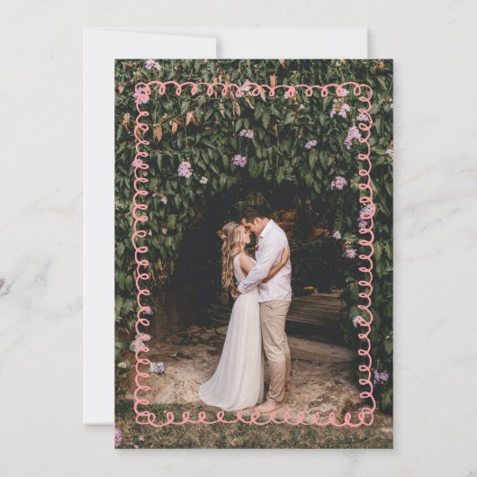 Französisches Foto für Hochzeiten in Rosa und Grün Einladung (Rückseite)