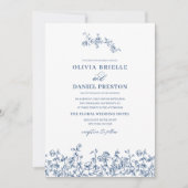 Französisches Foto QR Code Navy Blue Wedding Einladung (Vorderseite)