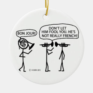 Französisches französisches Horn Keramikornament