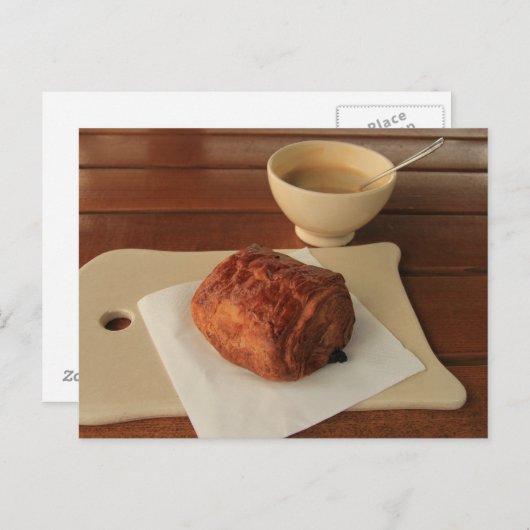 Französisches Frühstück: Kaffee mit Schokolade Postkarte (Vorne/Hinten)