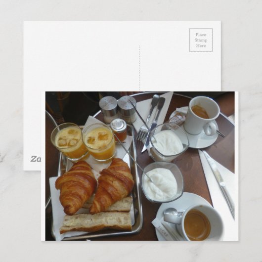 französisches Frühstück Postkarte (Vorne/Hinten)