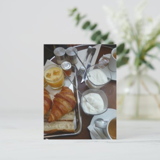 französisches Frühstück Postkarte (Stehend Vorderseite)