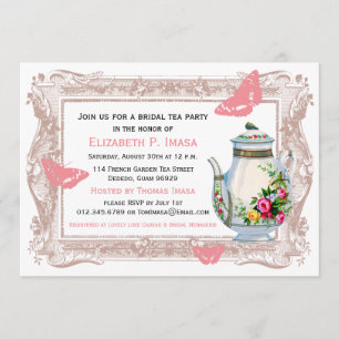 Französisches Garden Bridal Tee Party Einladung