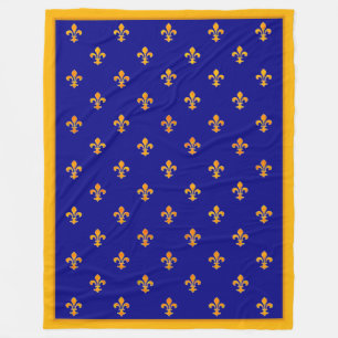 Französisches Gold Fleurs de Lis auf dem Azur Ban Fleecedecke
