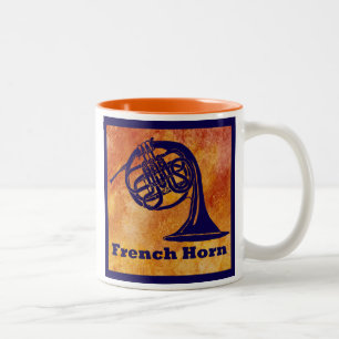 Französisches Horn auf Orange Zweifarbige Tasse