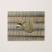 Französisches Horn ~ Blatt Music Back ~ Musical Puzzle (Horizontal)