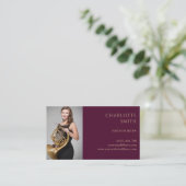 Französisches Horn Custom Foto Burgundy Elegante Visitenkarte (Stehend Vorderseite)