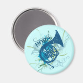 Französisches Horn Grunge Magnet (Vorderseite/Rückseite)