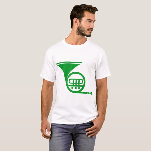 Französisches Horn - Grüngras T-Shirt (Vorne ganz)