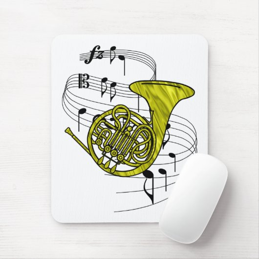 Französisches Horn Mousepad (Mit Mouse)