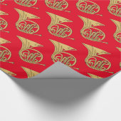 Französisches Horn-Musikinstrument Zeichnend auf R Geschenkpapier (Ecke)