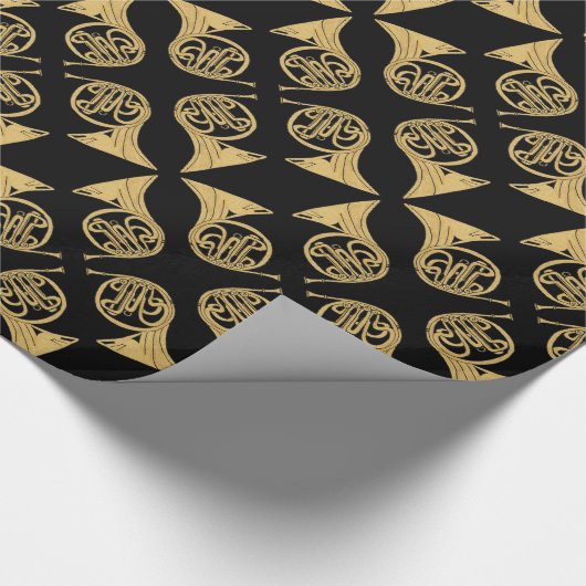 Französisches Horn-Musikinstrument Zeichnend auf S Geschenkpapier (Ecke)