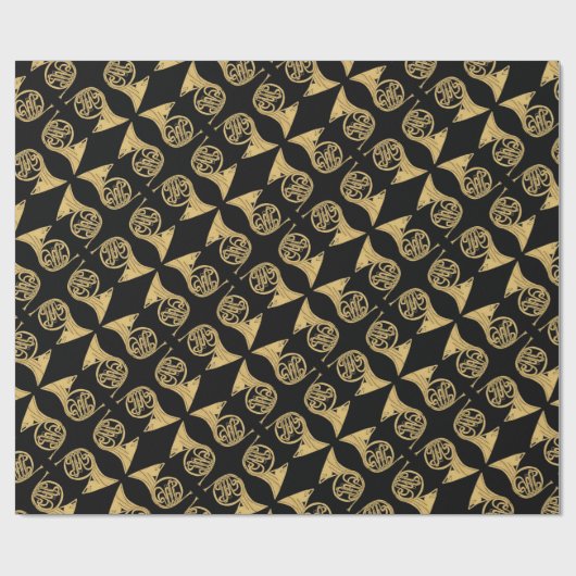 Französisches Horn-Musikinstrument Zeichnend auf S Geschenkpapier (Flach)