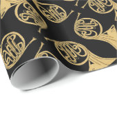 Französisches Horn-Musikinstrument Zeichnend auf S Geschenkpapier (Rolleneckpunkt)