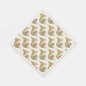 Französisches Horn-Musikinstrument Zeichnend Serviette (Ecke)