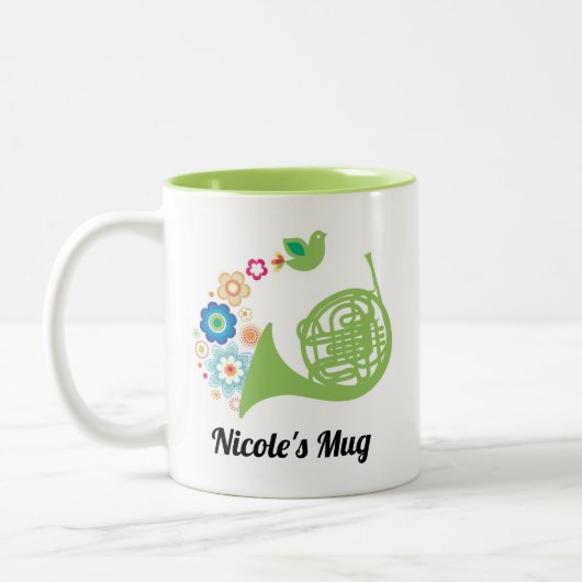 Französisches Horn-Player-Musikgeschenk Personalis Zweifarbige Tasse (Links)