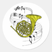 Französisches Horn Runder Aufkleber (Vorderseite)
