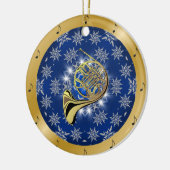 Französisches Horn ~ Silber ~ blaues ~ Gold~ Keramik Ornament (Links)