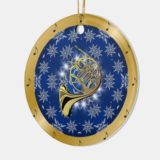 Französisches Horn ~ Silber ~ blaues ~ Gold~ Keramik Ornament (Links)