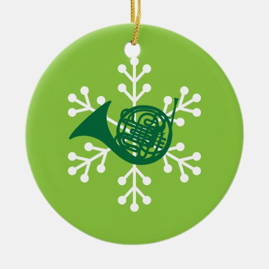 Französisches Horn-Spieler-Geschenk-Verzierung Keramik Ornament (Vorne)