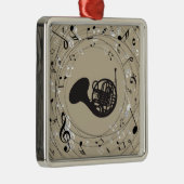 Französisches Horn-Spieler-Verzierung Silbernes Ornament (Rechts)