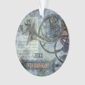 Französisches Horn Steampunk individueller Name Ornament (Vorderseite)