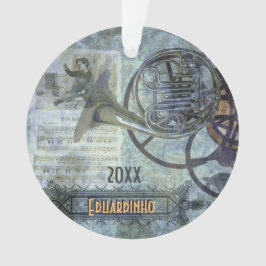Französisches Horn Steampunk individueller Name Ornament