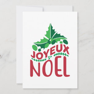 Französisches Joyeux Noel Rot Grün Personalisiert  Feiertagskarte