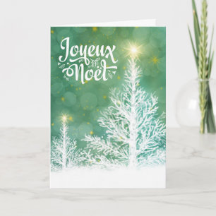 Französisches Joyeux Noël Weiße Kiefern mit Weihna Feiertagskarte