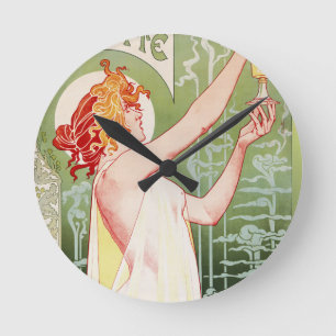 Französisches Jugendstilplakat "Absinthe Robette" Runde Wanduhr