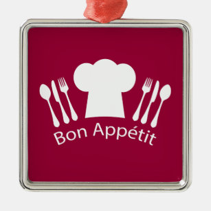 Französisches KochBon Appetit Restaurant oder Silbernes Ornament