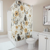 Französisches Land Beige Eule Blumenmuster Duschvorhang (Beispiel)