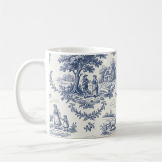 Französisches Land - Blau und cremefarbene Toile-L Kaffeetasse