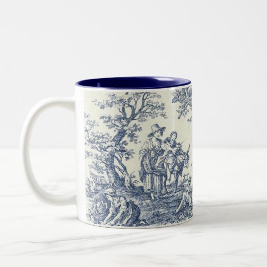 Französisches Land-blaue Muster-Tasse Zweifarbige Tasse (Links)