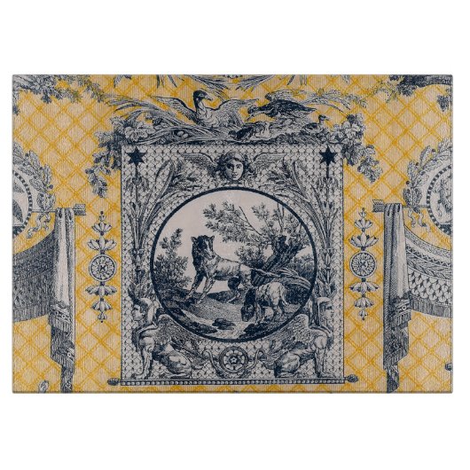 Französisches Land-blaues u. gelbes Toile Schneidebrett (Vorderseite)