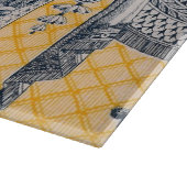 Französisches Land-blaues u. gelbes Toile Schneidebrett (Ecke)