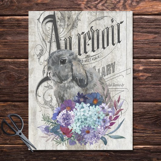 Französisches Land Floral Grau Bunny Craft Seidenpapier