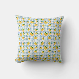 Französisches Land-Limonen-Blau-Fliesenmuster Kissen