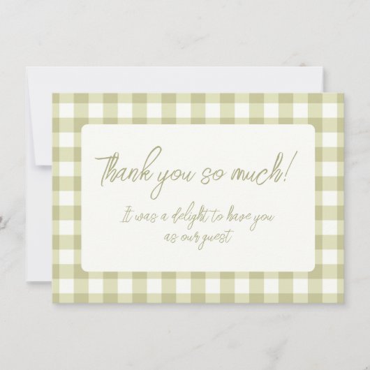 Französisches Land Meadow Gingham - Salbei grün ka Dankeskarte (Vorderseite)