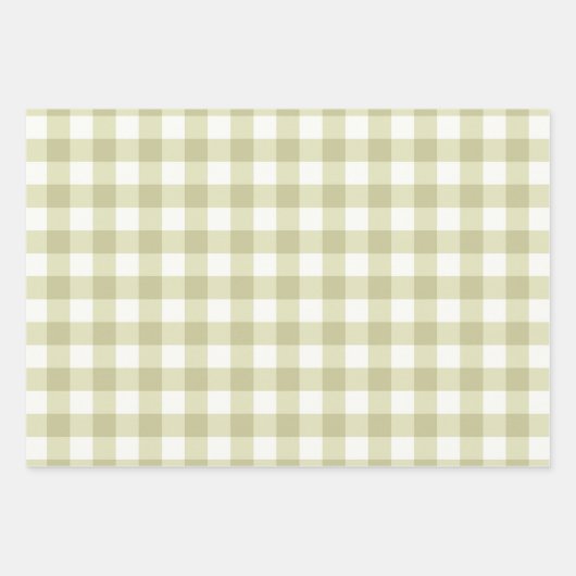 Französisches Land Meadow Gingham - Salbei grün ka Geschenkpapier Set (Vorderseite)