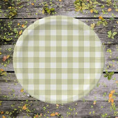 Französisches Land Meadow Gingham - Salbei grün ka Pappteller