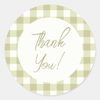 Französisches Land Meadow Gingham - Salbei grün ka Runder Aufkleber