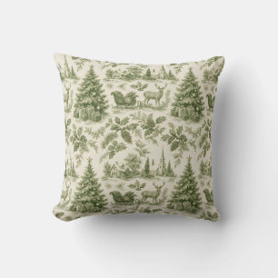 Französisches Land Toile de Jouy Grüne Weihnachten Kissen