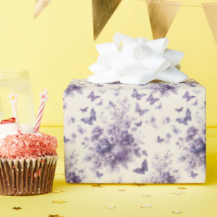 Französisches Land Toile Fleurie Lila Schmetterlin Geschenkpapier
